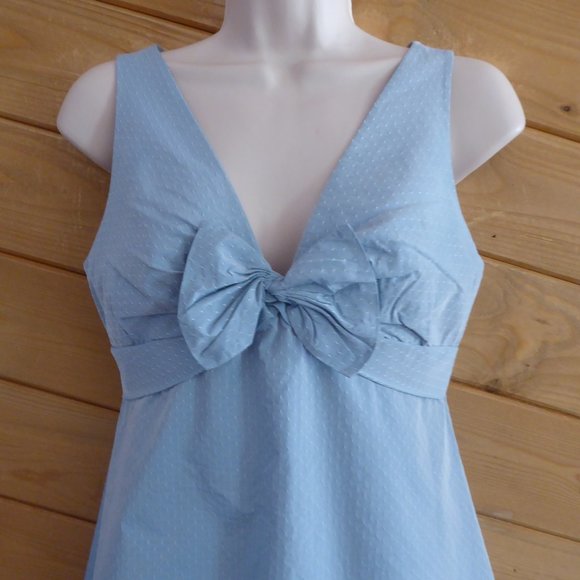 BCBG Max Azria Blue Polka Dot Bubble Hem Dress 2 - Picture 3 of 7